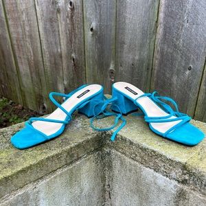 Nine West blue suede sandal with ankle tie 12